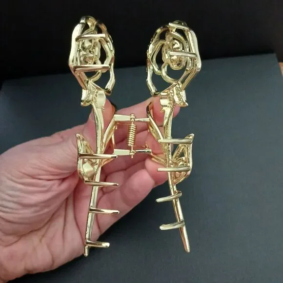 NEW Rose Flower Metal Hair Clip Strong Claws Gold Beautiful Heavy Duty Classic - Picture 8 of 10